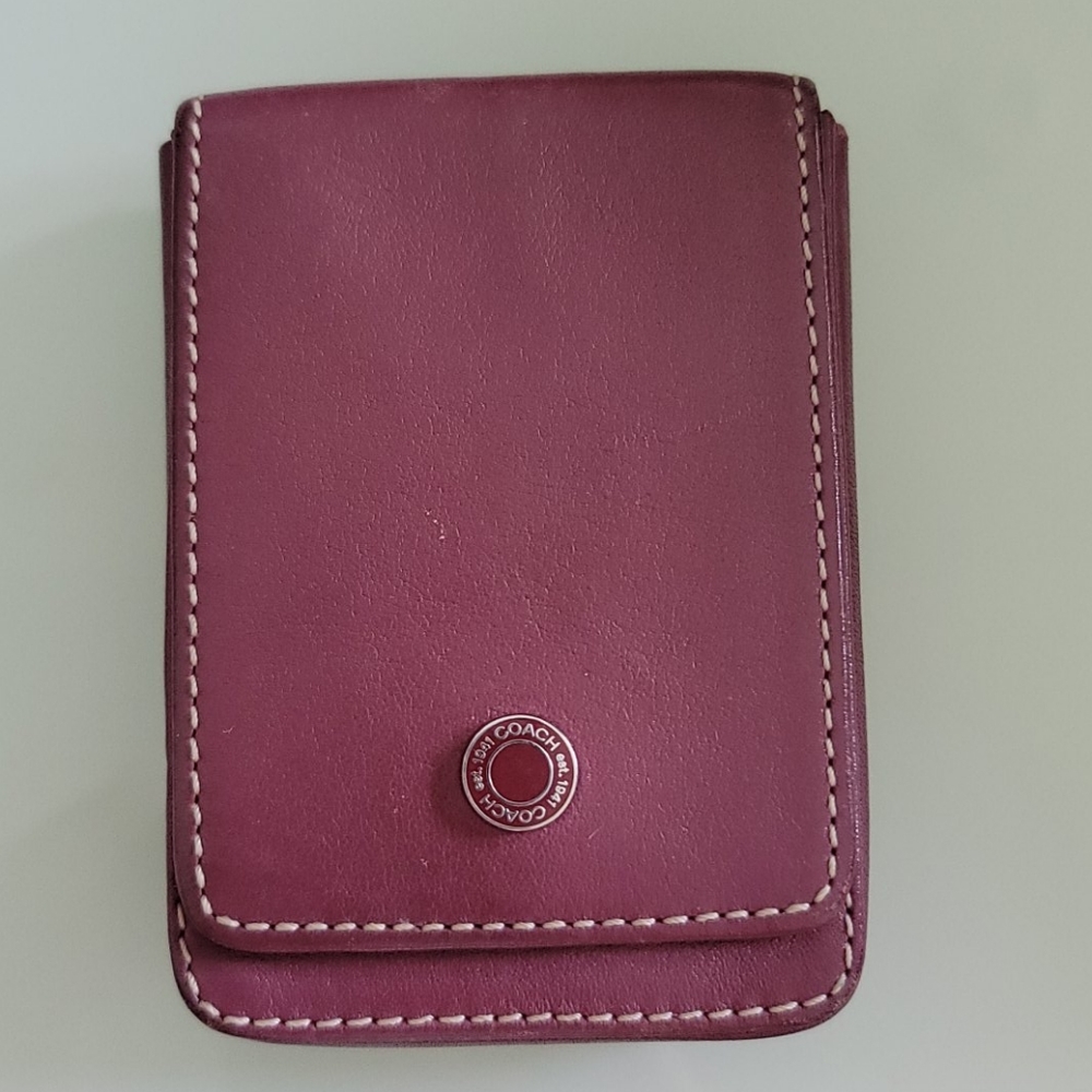 Coach Business Card Holder Maroon